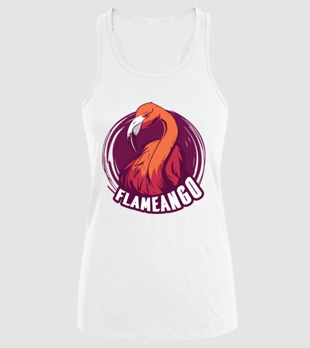 Flamingo model alb pe tricou