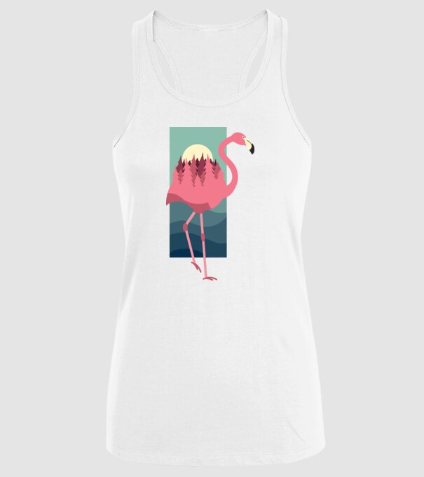 Flamingo Design model alb pe tricou