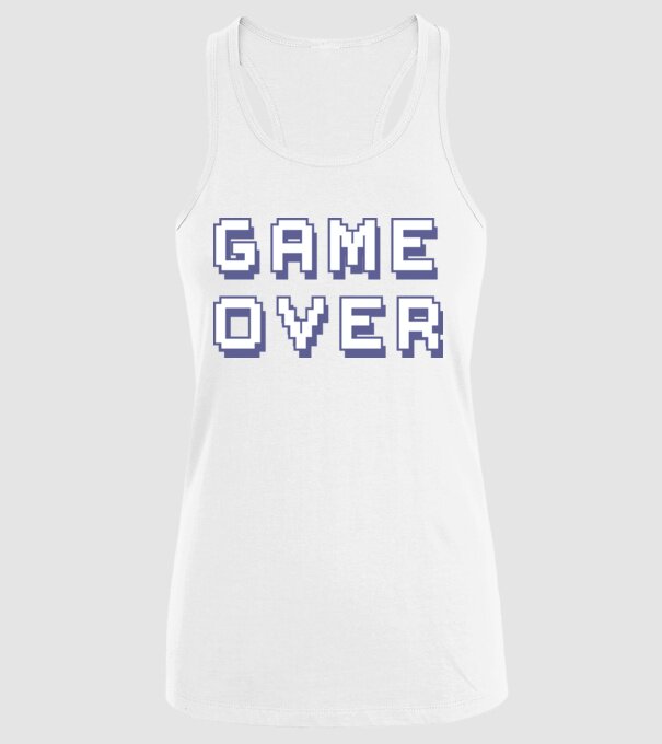 Game Over model alb pe tricou