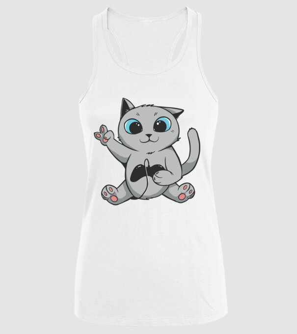 Pisică Gamer model alb pe tricou