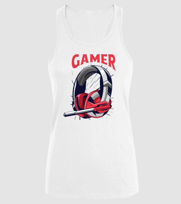 Căști Gamer model alb pe tricou