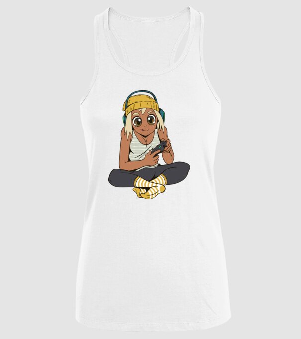 Fată Gamer model alb pe tricou