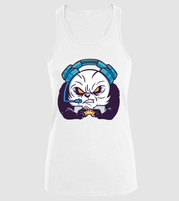 Gamer Panda model alb pe tricou