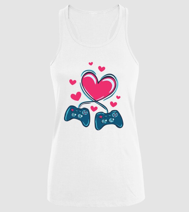 Dragoste Gamer model alb pe tricou