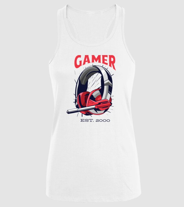 Gamer est. 2000 model alb pe tricou