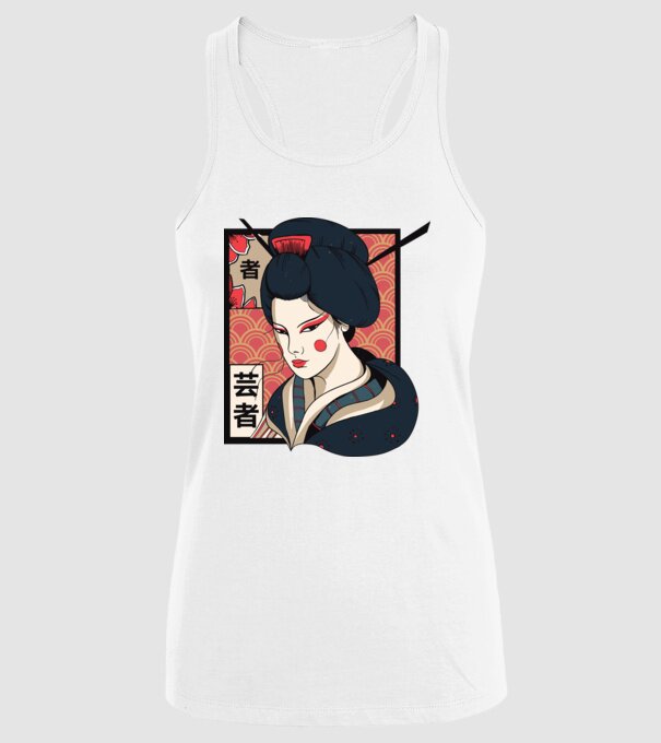 Geisha Japonia model alb pe tricou