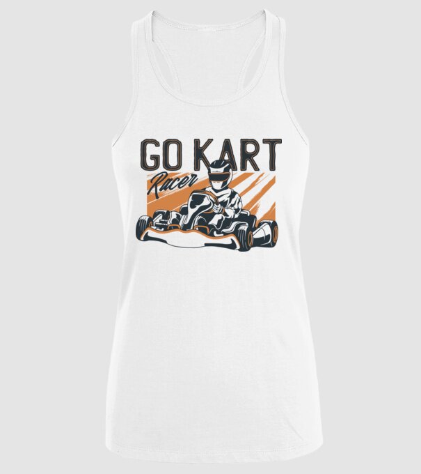 Concurent Go-kart model alb pe tricou