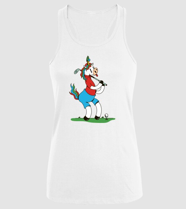 Unicorn jucător de golf model alb pe tricou