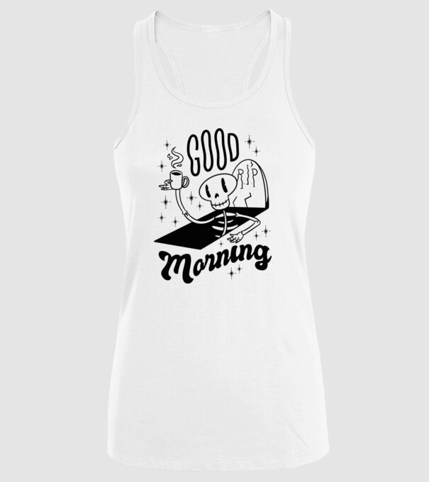 Good Morning Coffee model alb pe tricou