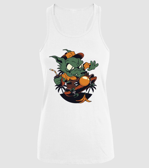 Vârcolac Skateboarder model alb pe tricou