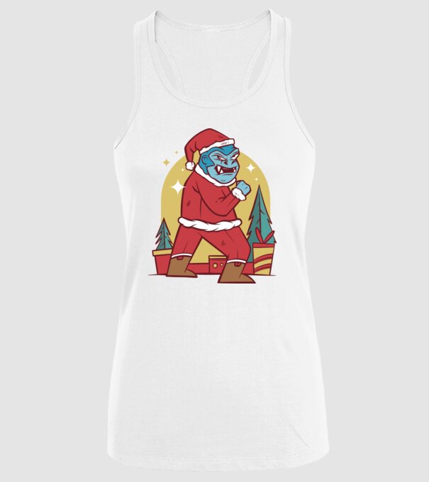 Gorila Santa model alb pe tricou