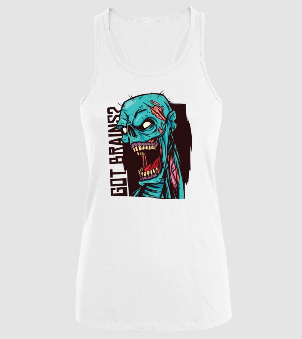 Got Brains? Cap Zombie model alb pe tricou