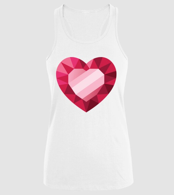 Inimă diamant model alb pe tricou