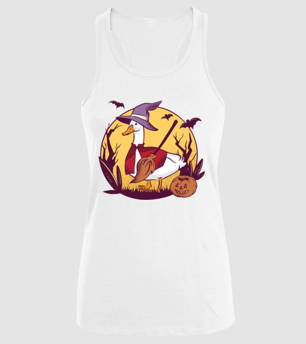 Gâscă Halloween model alb pe tricou