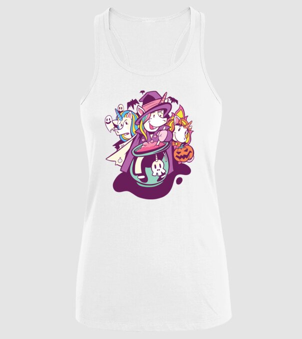 Unicorni Halloween model alb pe tricou
