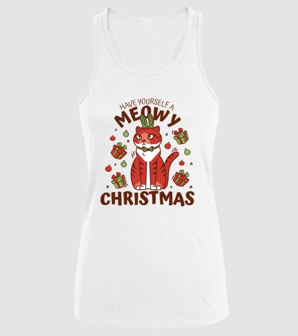 Have yourself a Meowy Christmas - Cicás Karácsony model alb pe tricou