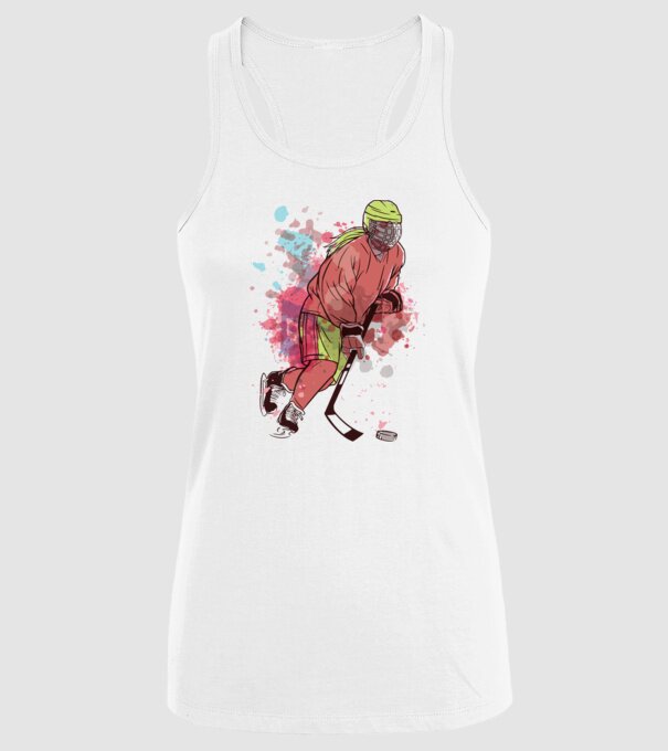 Fată hocheistă model alb pe tricou