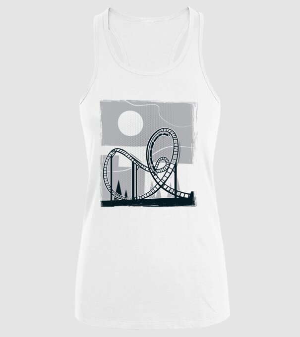 Roller coaster model alb pe tricou