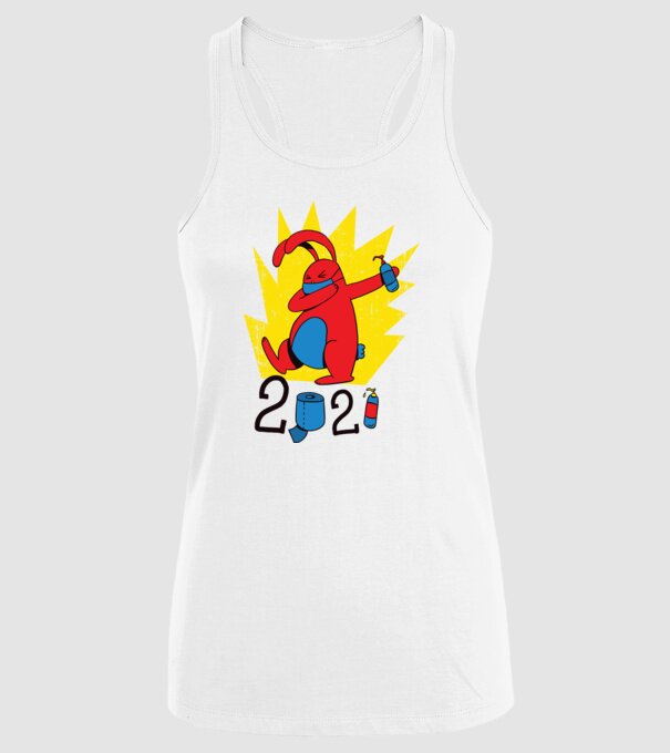 Paște 2021 - Iepuraș cu mască model alb pe tricou