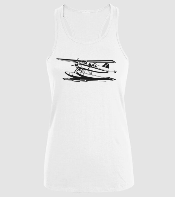 Hydroplane avion model alb pe tricou
