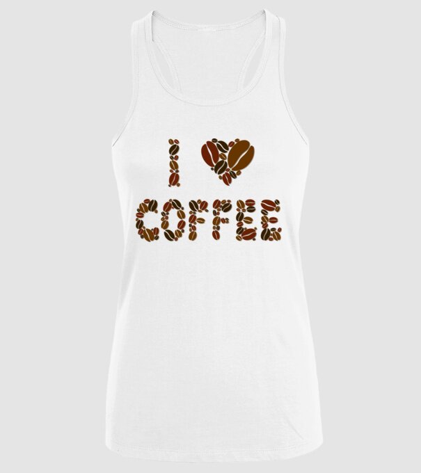 I Love Coffee model alb pe tricou