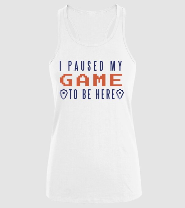 I Paused my game to be here model alb pe tricou