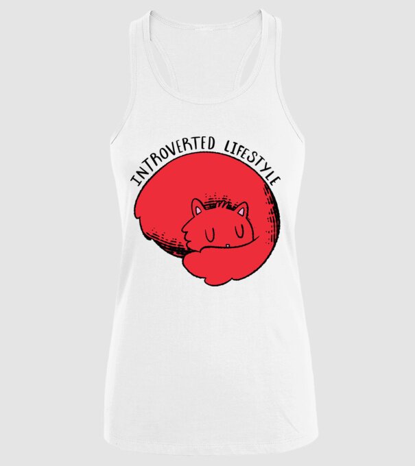 Pisică Introvertită model alb pe tricou