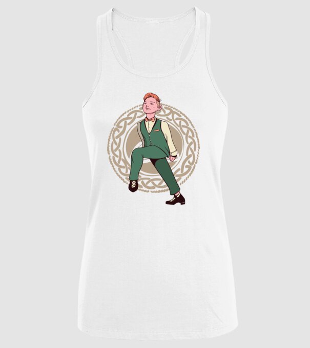 Bărbat Dansator irlandez model alb pe tricou