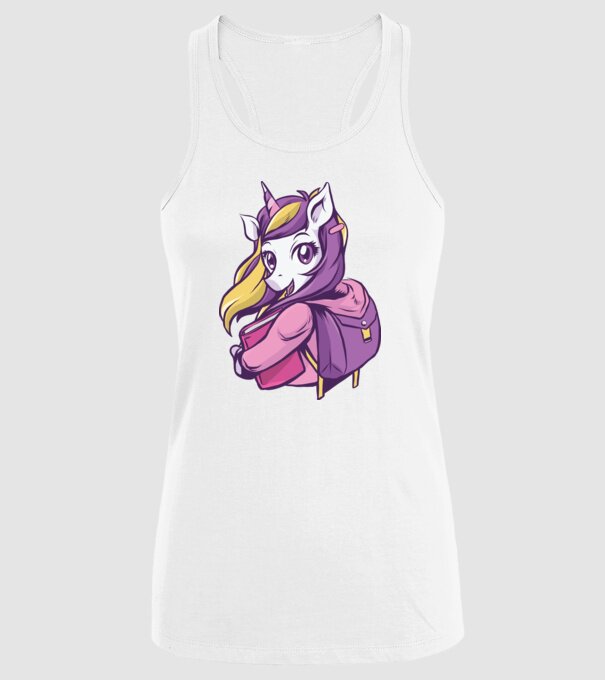 Școlăriță Unicorn model alb pe tricou