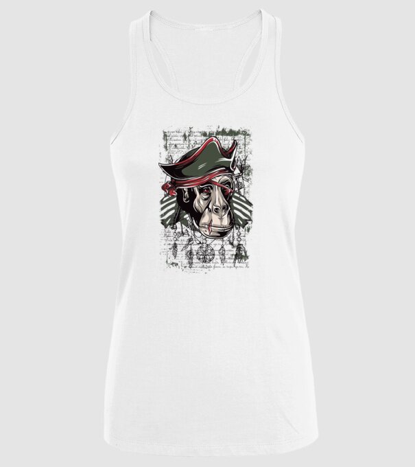 Maimuță Pirat model alb pe tricou