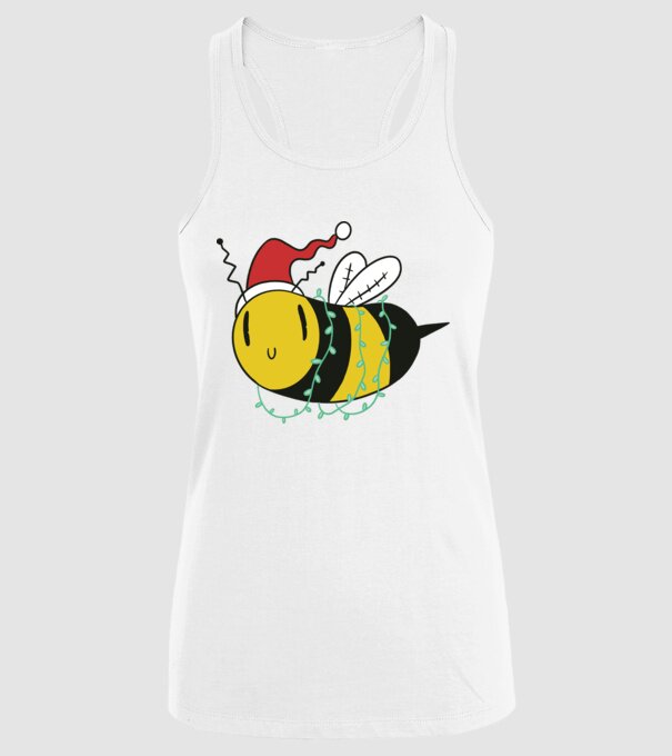 Albină de Crăciun model alb pe tricou
