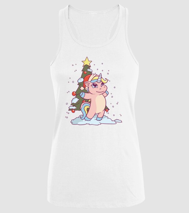 Unicorn de Crăciun model alb pe tricou