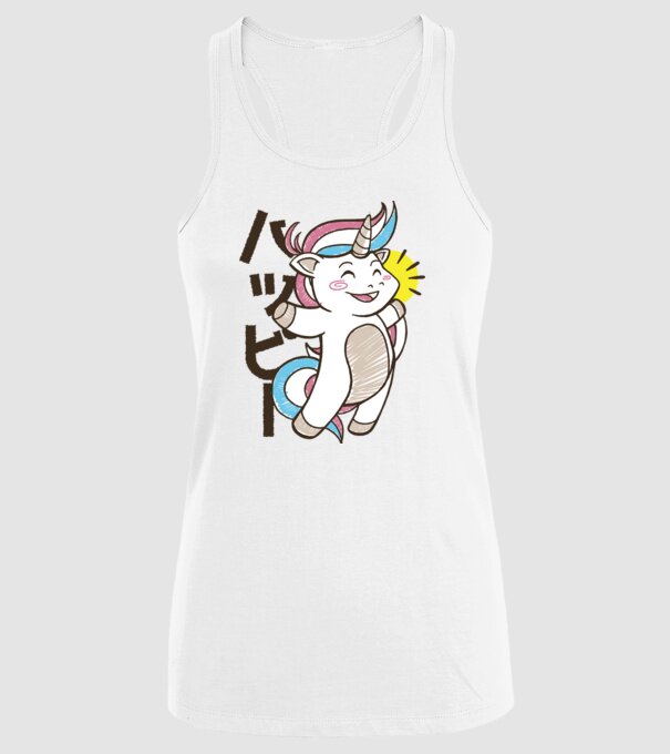 Kawaii unicorn model alb pe tricou