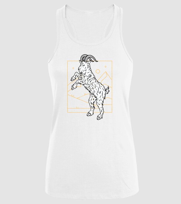 Capră model alb pe tricou