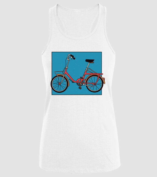 Bicicletă Camping model alb pe tricou