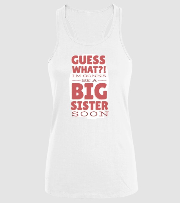 În curând voi fi sora mai mare model alb pe tricou