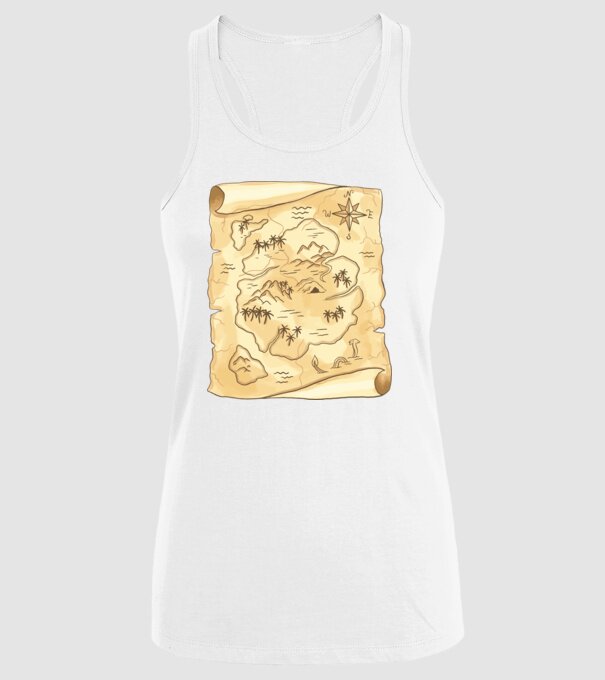 Hartă cu comori model alb pe tricou