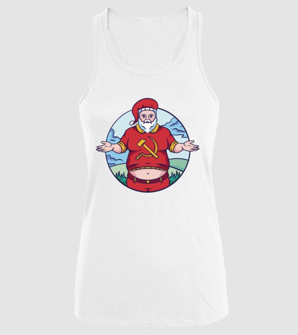 Moș Crăciun comunist model alb pe tricou