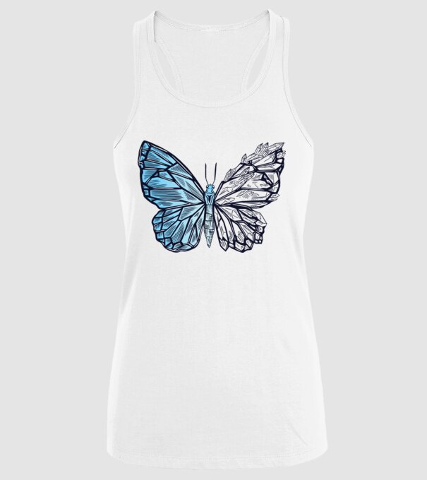 Fluture cristal model alb pe tricou