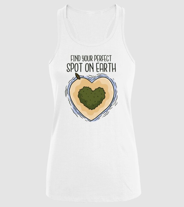 Insulă nelocuită model alb pe tricou