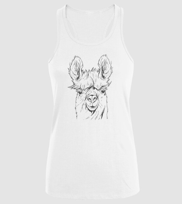 Cap de Lama model alb pe tricou