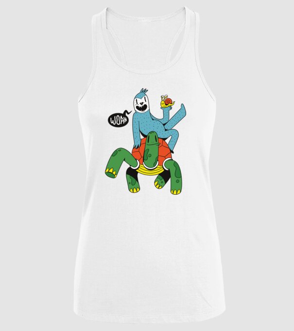 Animale lente model alb pe tricou