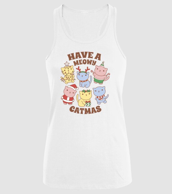 Să aveți un Crăciun de pisică model alb pe tricou