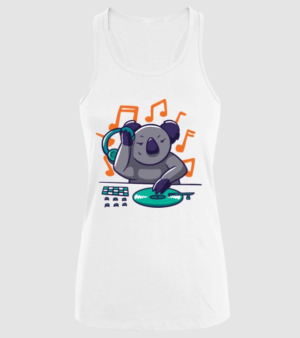 Koala DJ model alb pe tricou