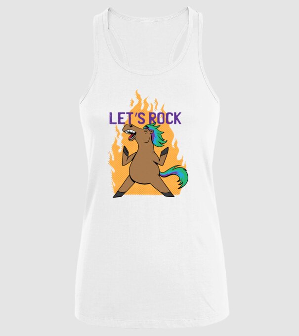 'Let''s Rock - Călăreț' model alb pe tricou