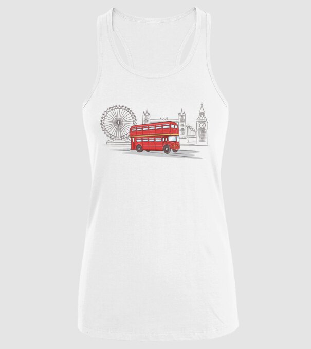 London Bus model alb pe tricou