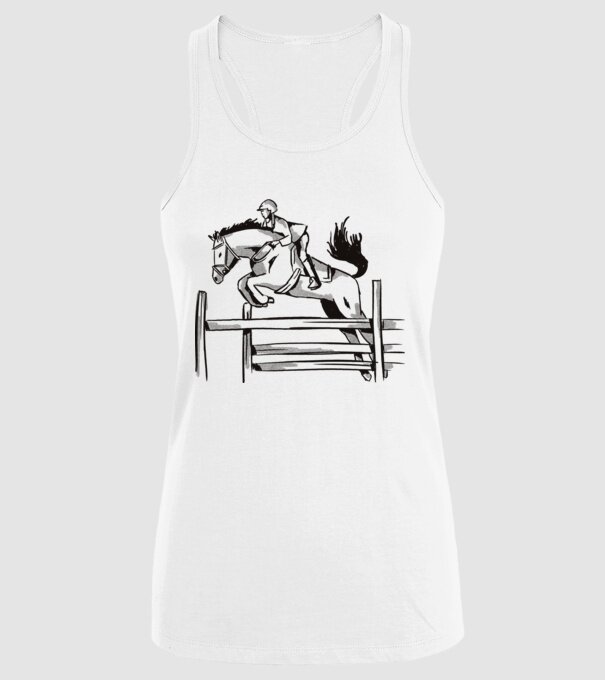 Călăreț model alb pe tricou