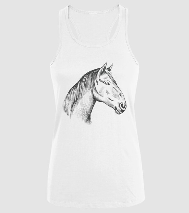 Desen cu cal model alb pe tricou