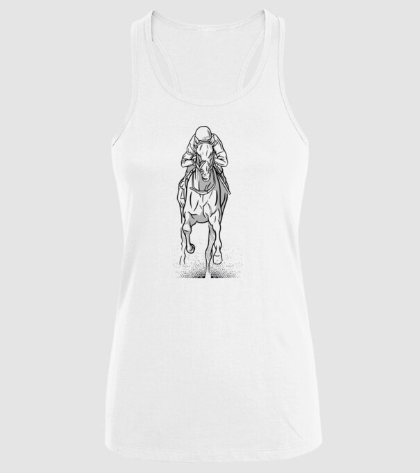 Cursă de cai model alb pe tricou