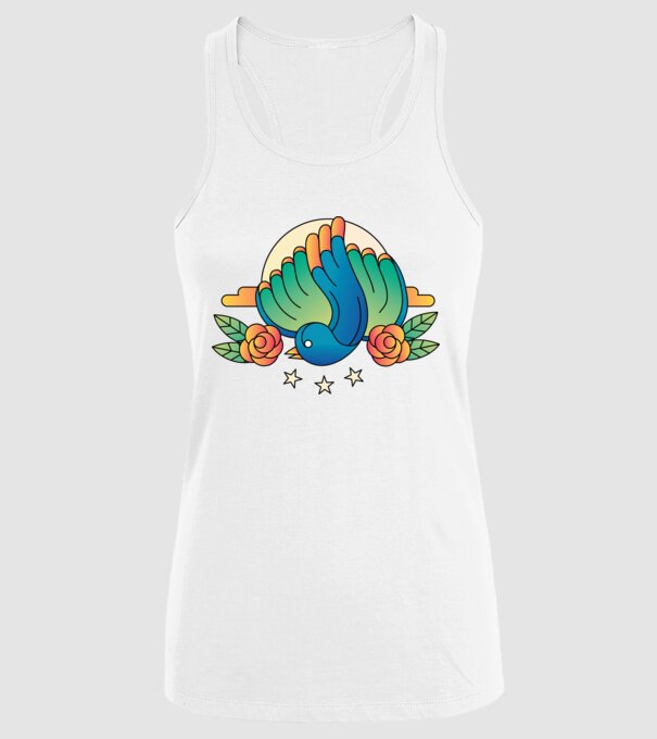 Motiv Pasăre model alb pe tricou